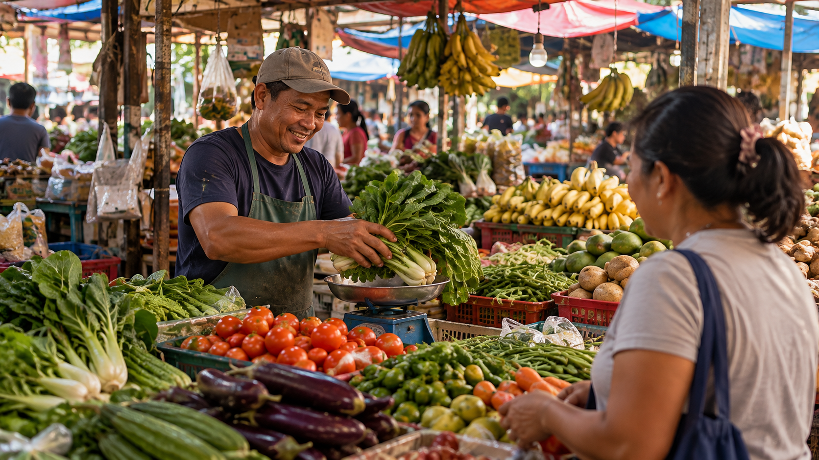 Fresh produce in a public market