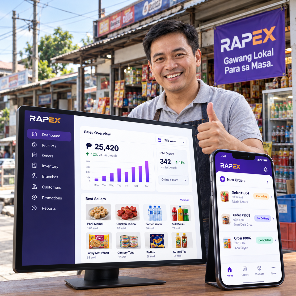 Filipino local merchant presenting the RAPEX merchant dashboard